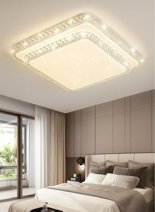 الثريات مصباح سقف LED مربع 50 سم – 3 ألوان إضاءة – تصميم عصري فاخر – إنارة داخلية لغرفة النوم وغرفة المعيشة