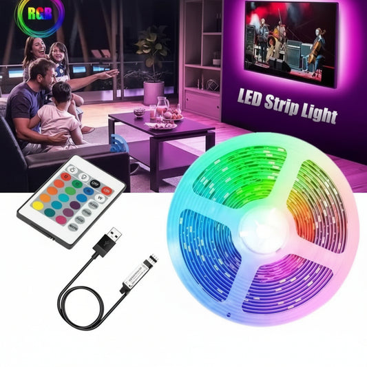 USB – LED Strip Lights 5M RGB with Remote | شريط إضاءة LED RGB بطول 5 متر مع ريموت