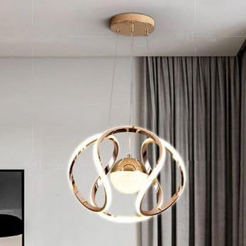 Modern geometric design chandelier consisting of square LED rings suspended by thin wires, 3 gradient lighting colors, Chandelier LED  that is compatible with interior spaces, ideal for the living room and dining room