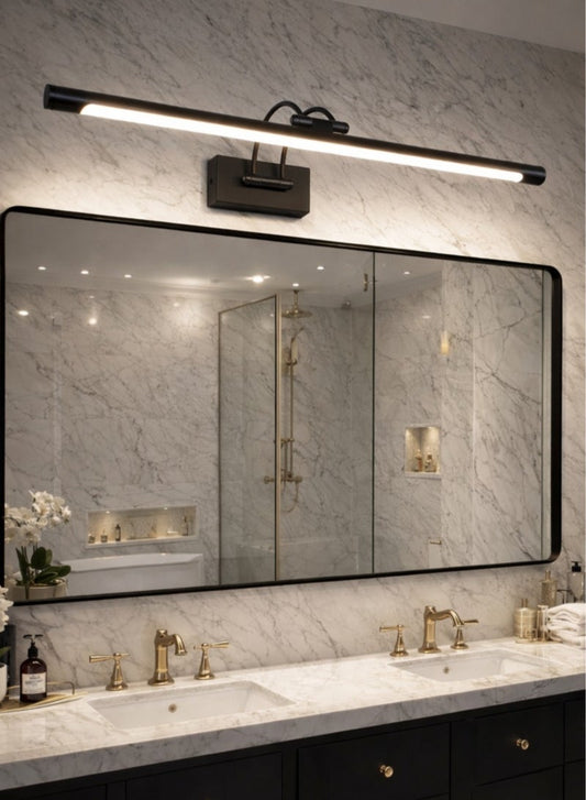 الثريات مصباح حائط LED مودرن 15W بثلاثة ألوان إضاءة – إضاءة حمام فوق المرآة 60 سم – تصميم أنيق أسود
