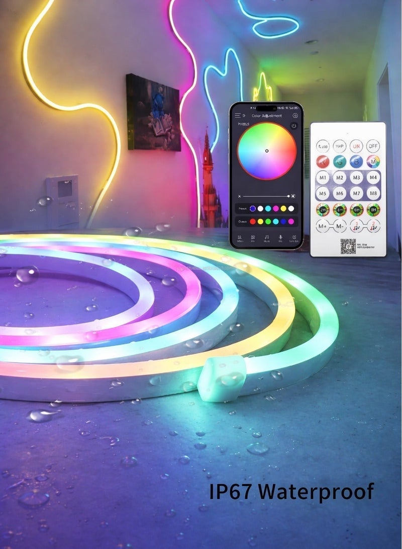 الثريات 1 متر شريط إضاءة نيون LED RGB ذكي USB – تحكم بلوتوث عبر التطبيق والهاتف – 16 لون – ريموت كنترول – إضاءة خلف التلفاز والديكور المنزلي
