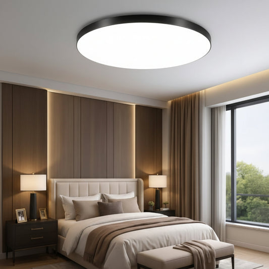 Modern Round LED Ceiling Light – Black & Bright Lighting |  LED مصباح سقف اسود دائري مودرن  إضاءة  بتصميم أنيق