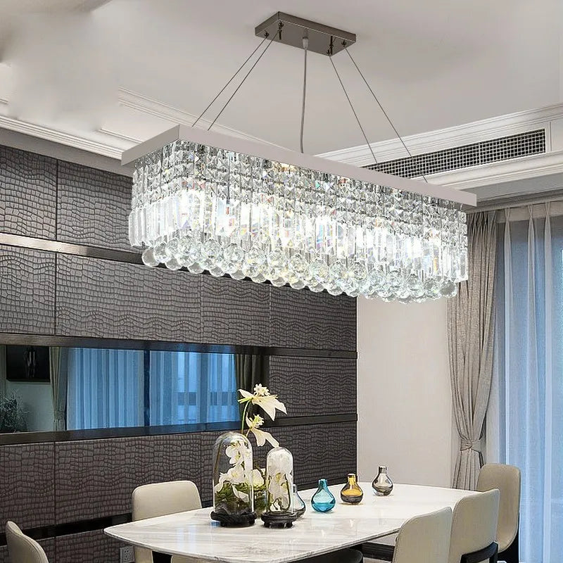 Modern LED Crystal Chandelier – Elegant Pendant Light for Dining Room & Living Room