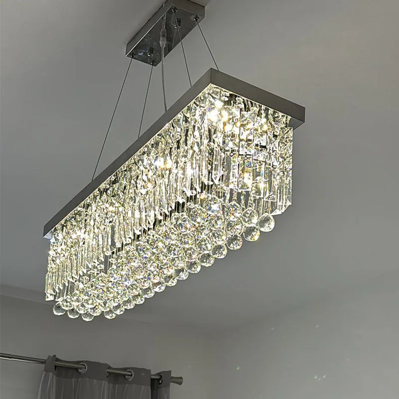Modern LED Crystal Chandelier – Elegant Pendant Light for Dining Room & Living Room