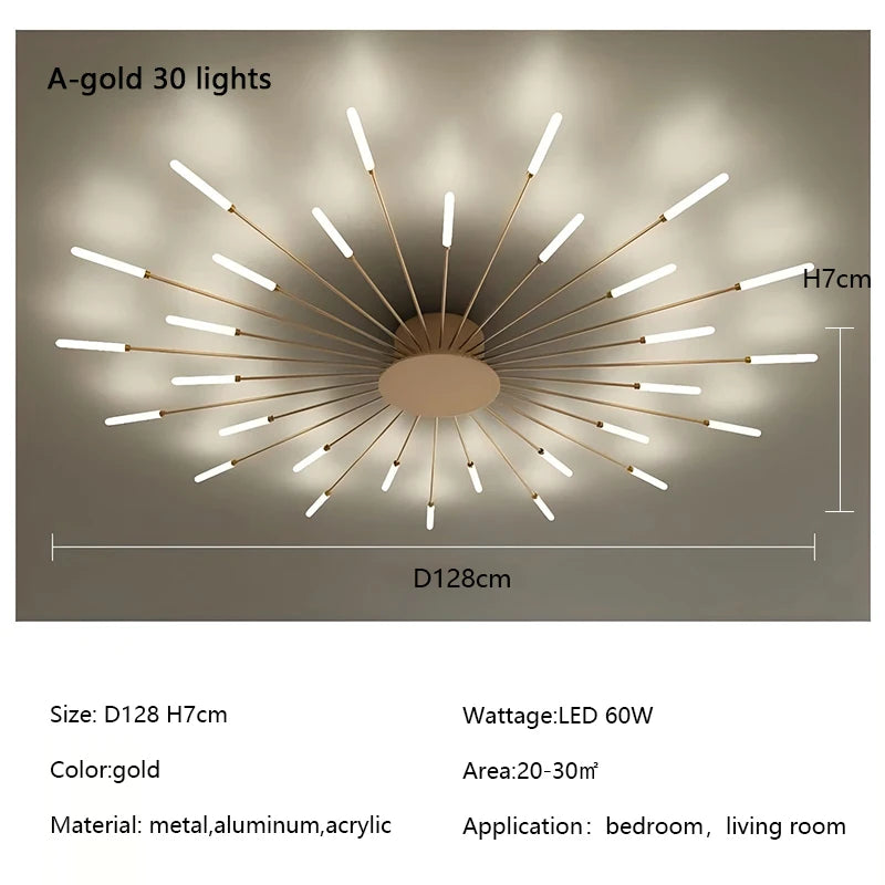 Modern Fireworks LED Ceiling Light – Creative Chandelier for Living & Dining Room