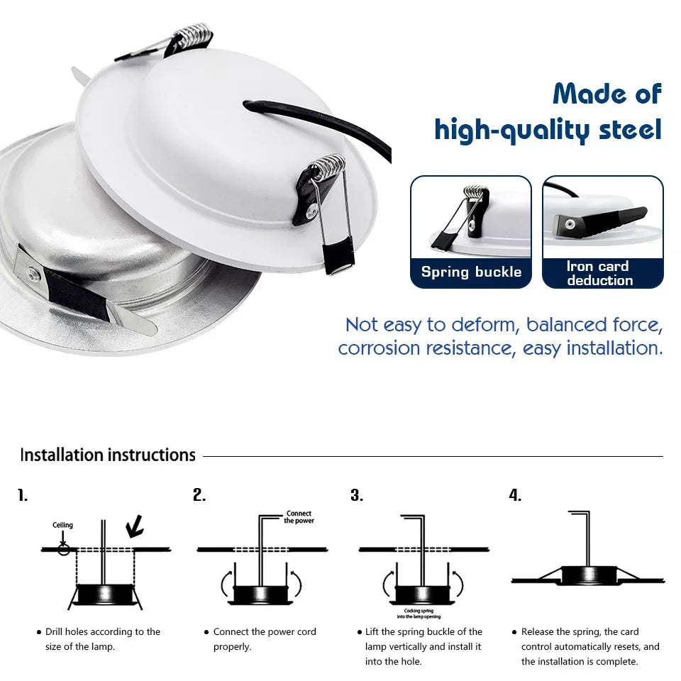 4PCS LED Ceiling Lamps – Recessed Downlight Panels (5W–18W)