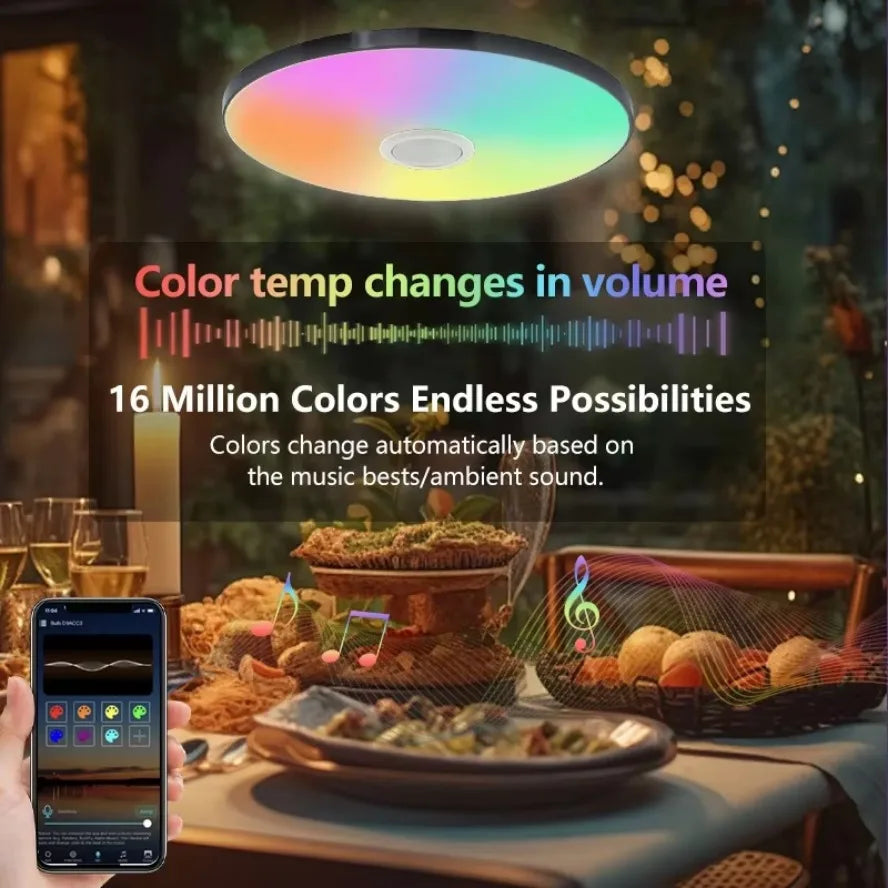 TUYA Smart LED Ceiling Lamp with Bluetooth Speaker – RGB & Remote Control