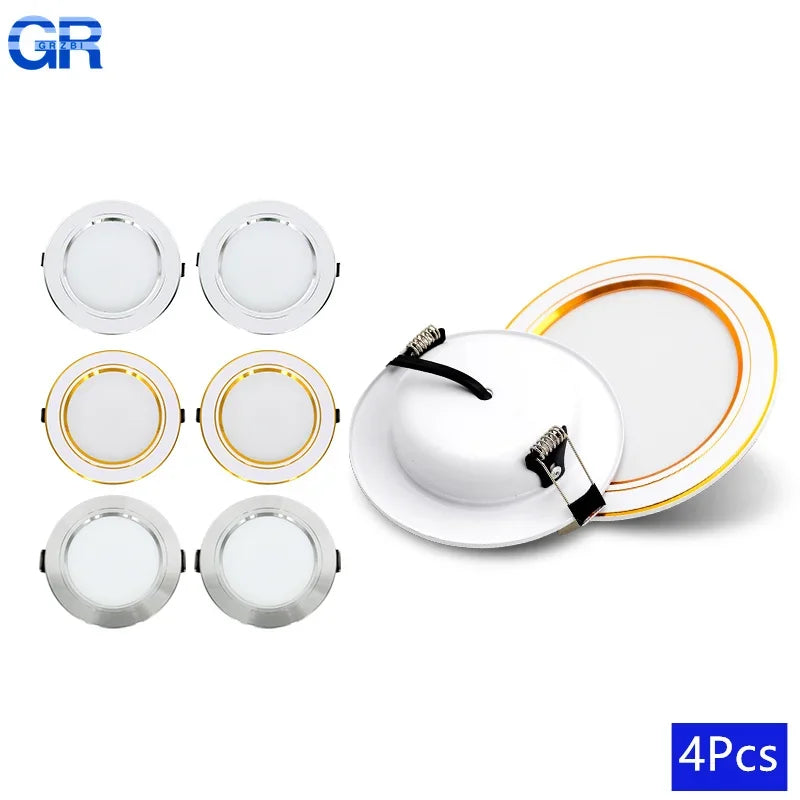 4PCS LED Ceiling Lamps – Recessed Downlight Panels (5W–18W)