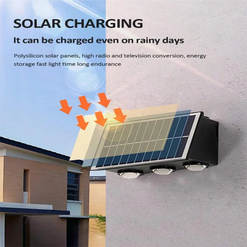 Solar LED Wall Light – Waterproof Outdoor Lamp with 4/6/8 LEDs for Garden & Fence