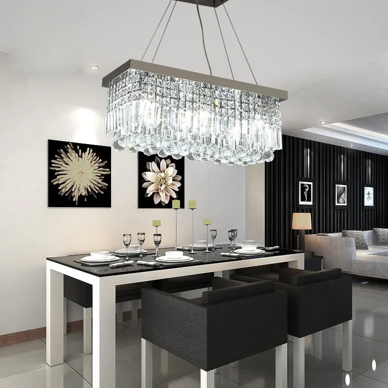 Modern LED Crystal Chandelier – Elegant Pendant Light for Dining Room & Living Room