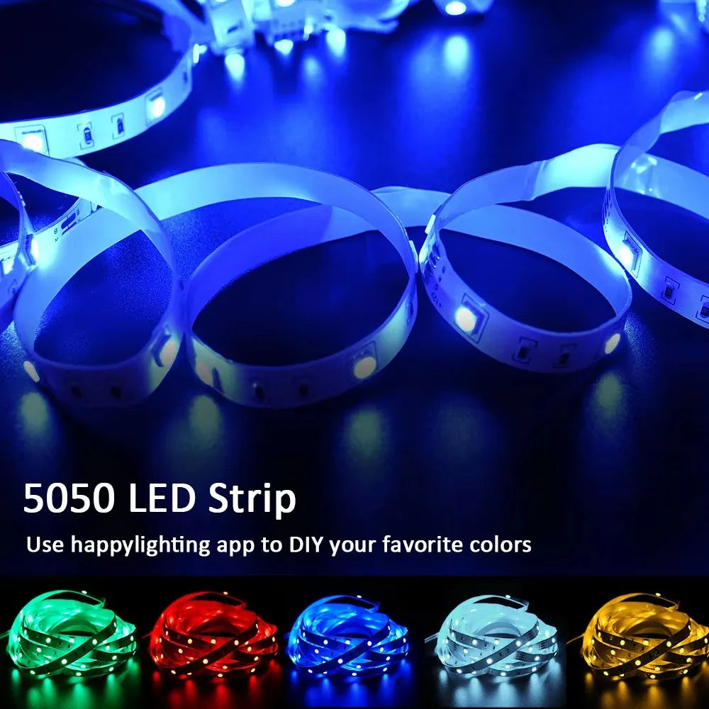 EU Plug RGB LED Strip Light – 24V APP-Controlled Flexible Tape (10m–40m)