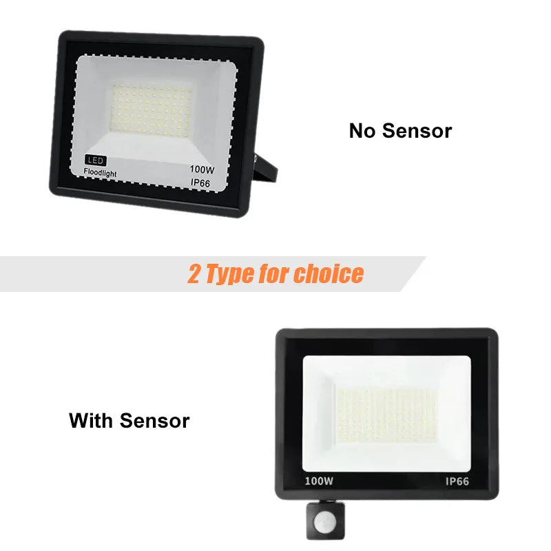 LED PIR Motion Sensor Floodlight – Waterproof Outdoor Spotlight (10W–100W)
