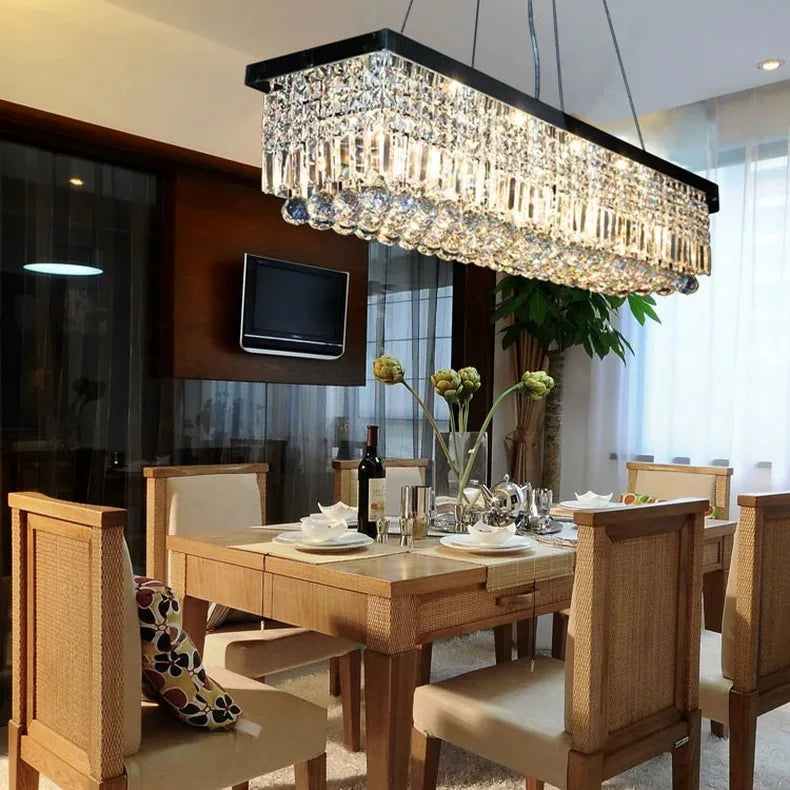 Modern LED Crystal Chandelier – Elegant Pendant Light for Dining Room & Living Room