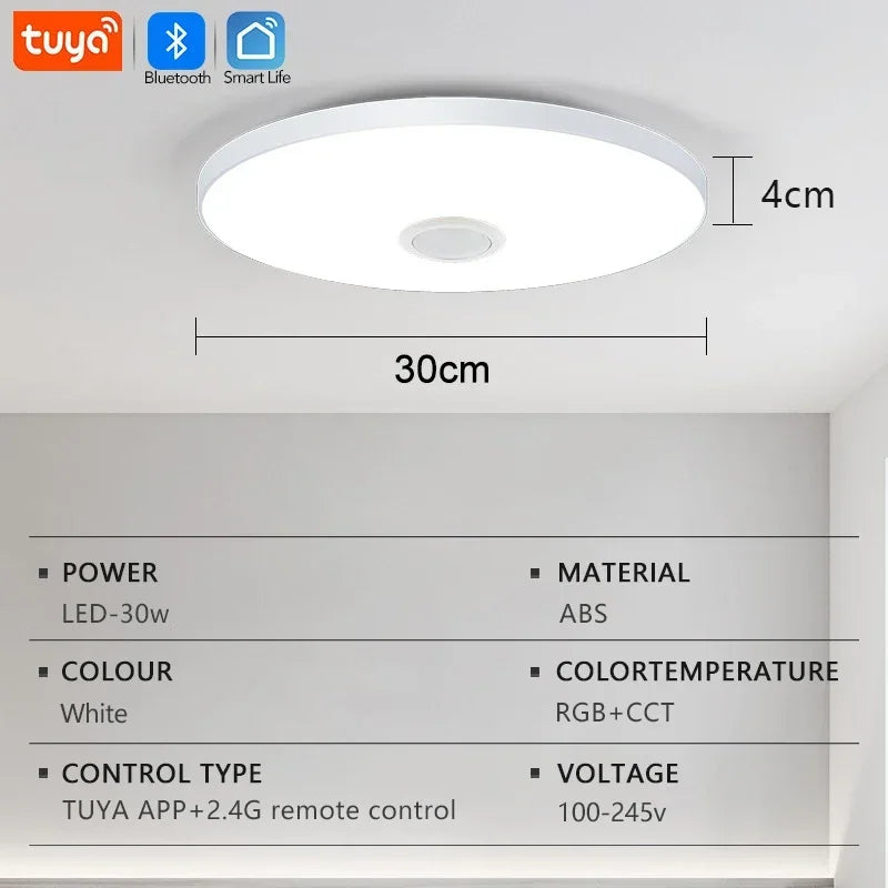 TUYA Smart LED Ceiling Lamp with Bluetooth Speaker – RGB & Remote Control