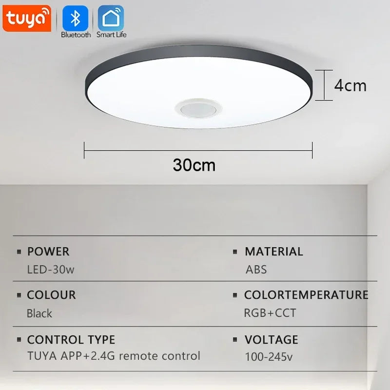TUYA Smart LED Ceiling Lamp with Bluetooth Speaker – RGB & Remote Control