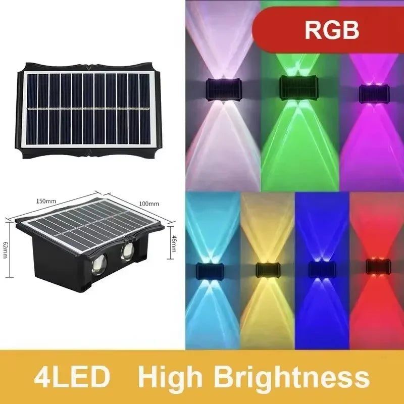 Solar LED Wall Light – Waterproof Outdoor Lamp with 4/6/8 LEDs for Garden & Fence