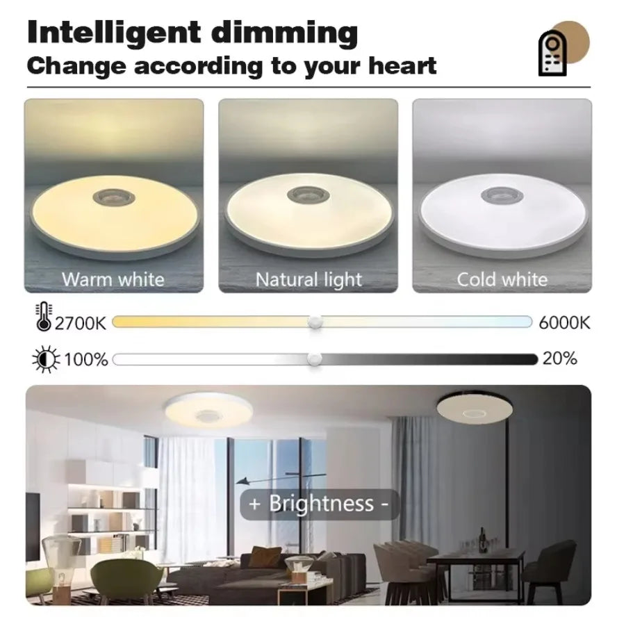 TUYA Smart LED Ceiling Lamp with Bluetooth Speaker – RGB & Remote Control