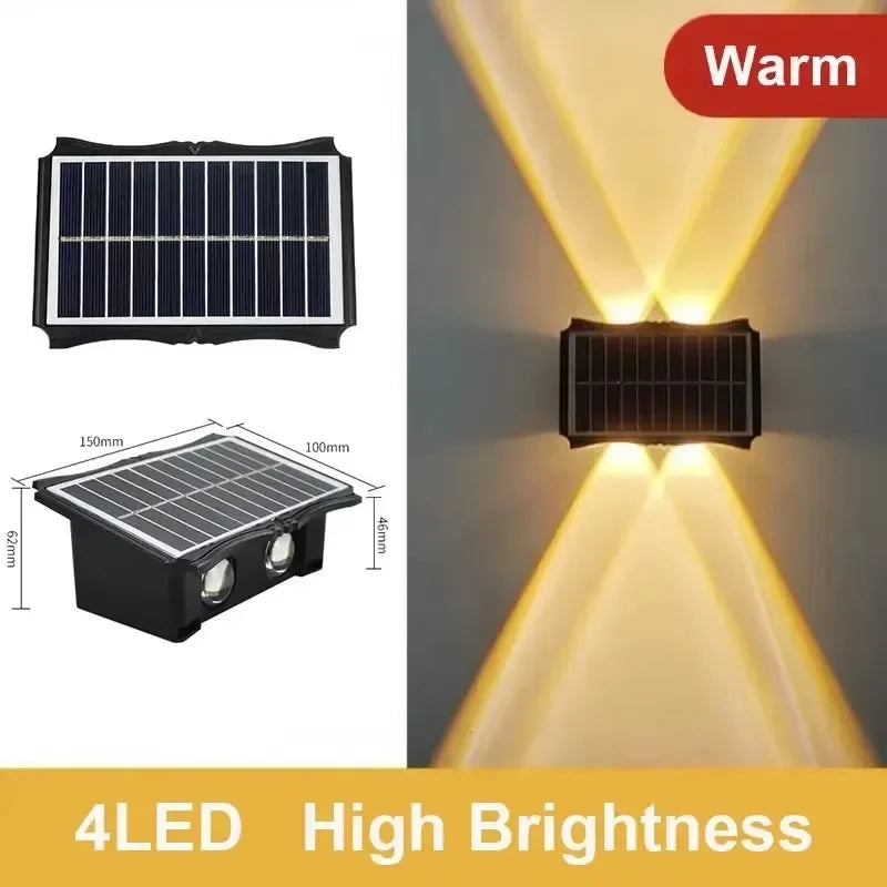 Solar LED Wall Light – Waterproof Outdoor Lamp with 4/6/8 LEDs for Garden & Fence