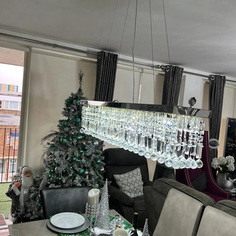 Modern LED Crystal Chandelier – Elegant Pendant Light for Dining Room & Living Room