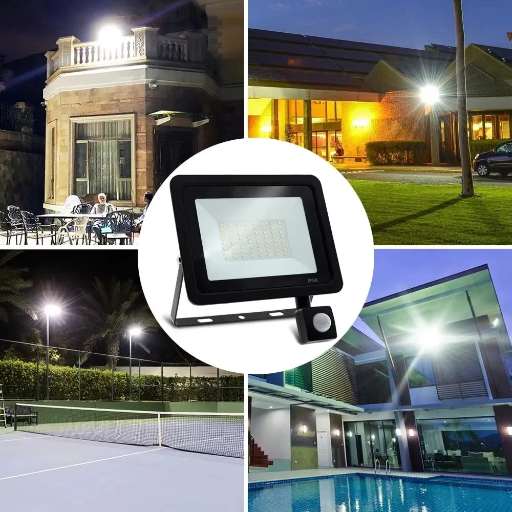 LED PIR Motion Sensor Floodlight – Waterproof Outdoor Spotlight (10W–100W)