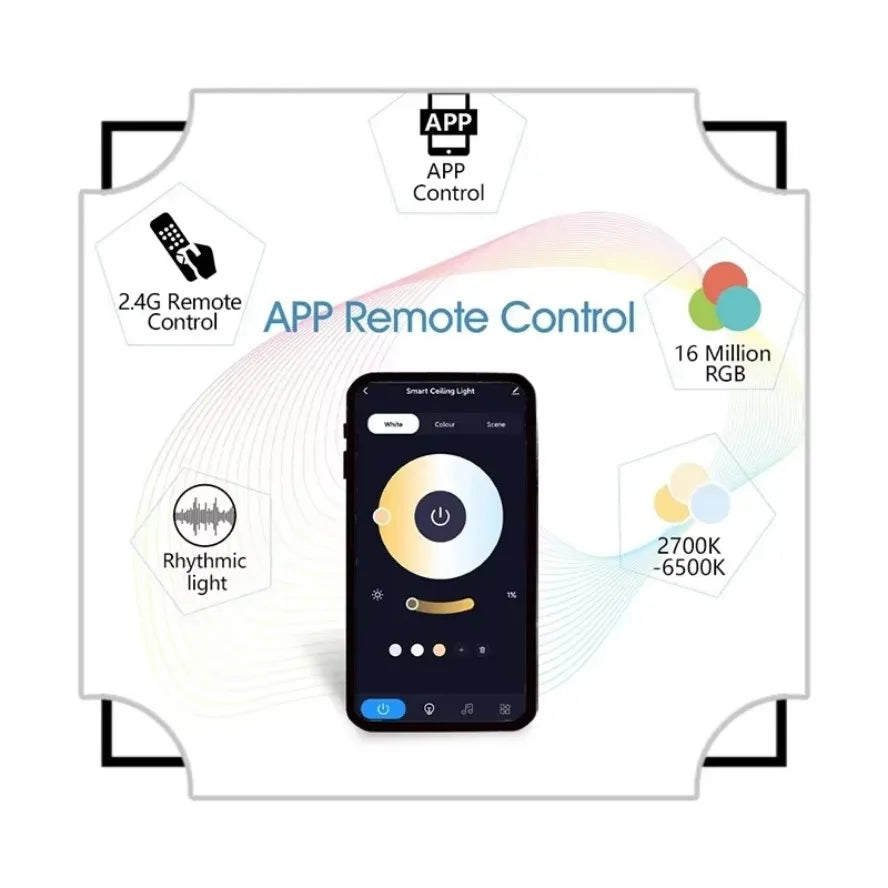 TUYA Smart LED Ceiling Lamp with Bluetooth Speaker – RGB & Remote Control