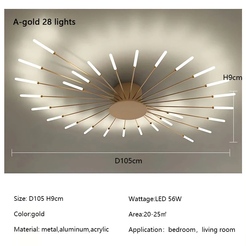 Modern Fireworks LED Ceiling Light – Creative Chandelier for Living & Dining Room