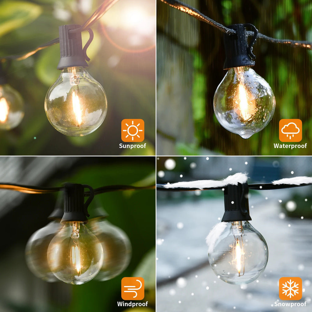 G40 LED Outdoor String Lights – 36M with 64 Shatterproof Bulbs