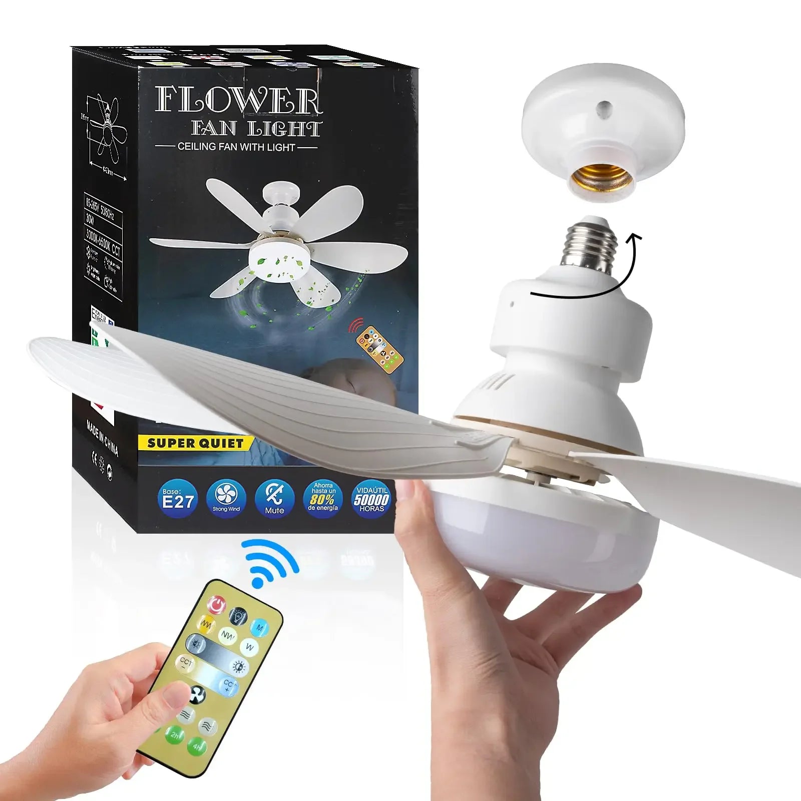 LED Ceiling Fan Light 40W – E27 with Remote Control (Dimmable)