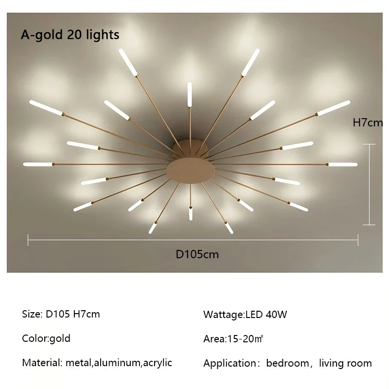 Modern Fireworks LED Ceiling Light – Creative Chandelier for Living & Dining Room