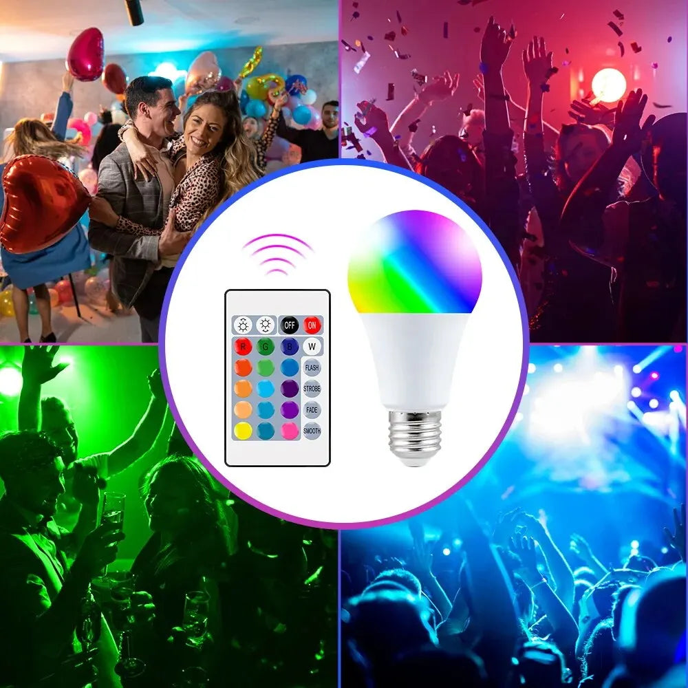 RGB LED Bulb – 16 Colors E27 Smart Light with Remote Control