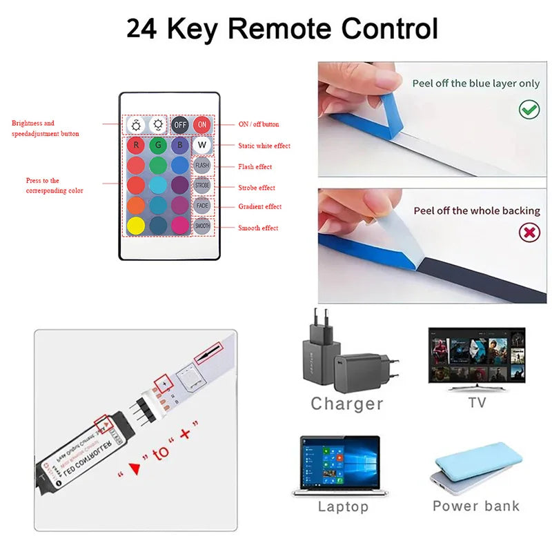 Bluetooth RGB LED Strip Lights – SMD 5050 with APP & Remote Control