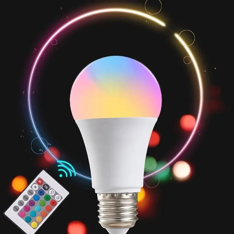 RGB LED Bulb – 16 Colors E27 Smart Light with Remote Control