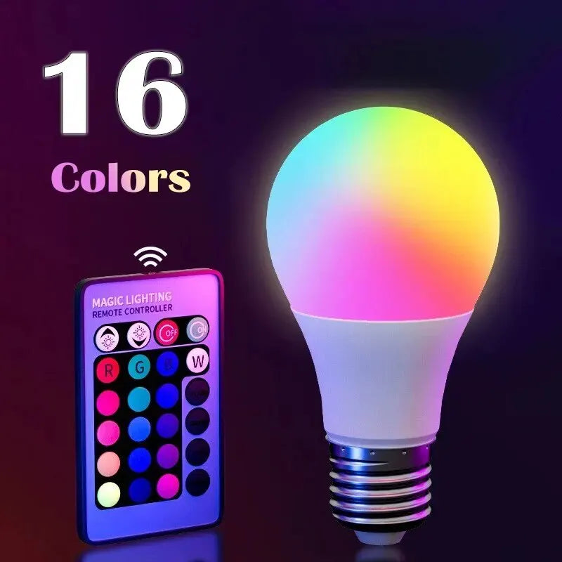 RGB LED Bulb – 16 Colors E27 Smart Light with Remote Control