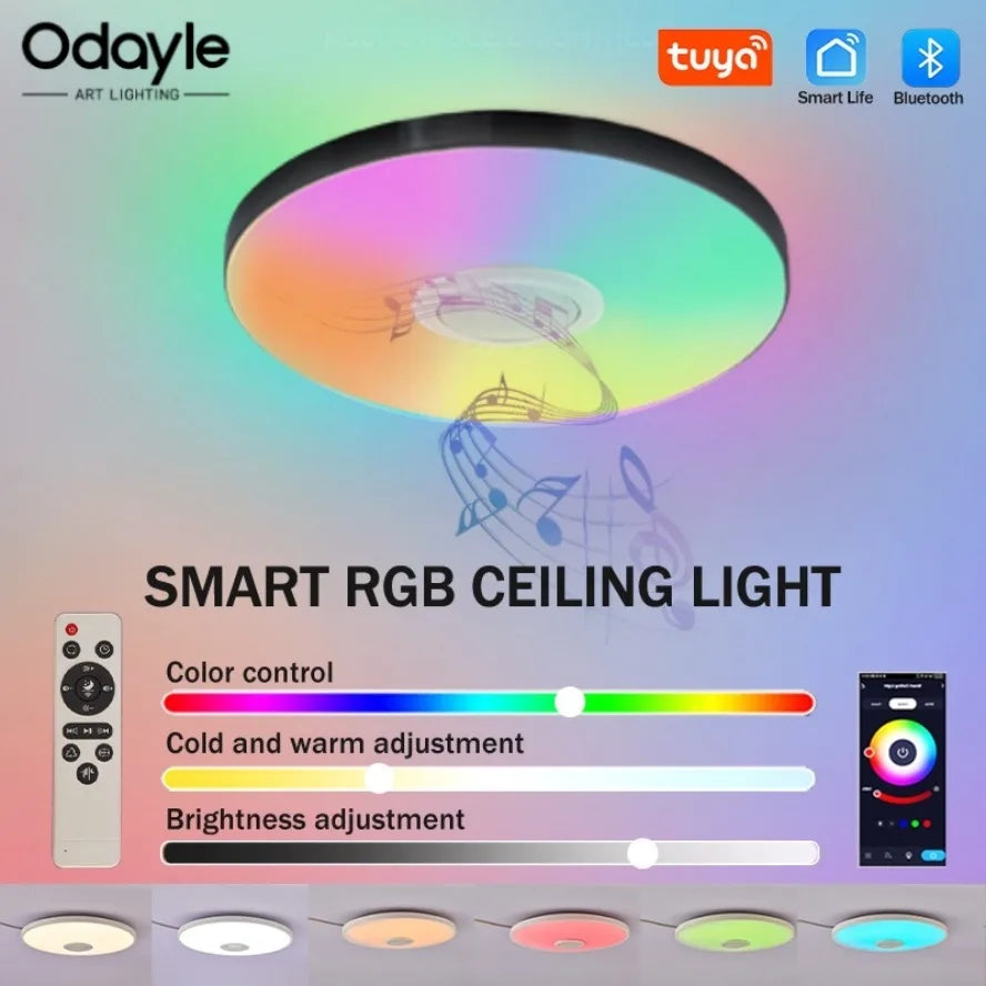 TUYA Smart LED Ceiling Lamp with Bluetooth Speaker – RGB & Remote Control