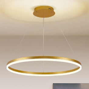 Modern chandelier with an elegant round design,  60 cm LED chandelier with 4 lighting colors, featuring simple lines and a modern touch, with remote control.(Gold color)