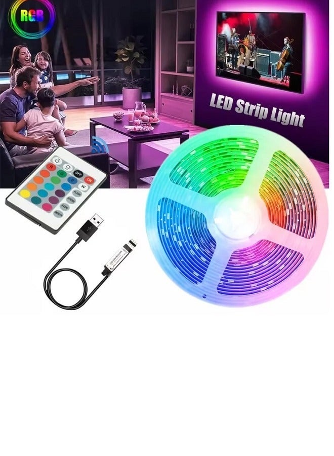 الثريات 2 متر-شريط إضاءة LED RGB يعمل USB مع ريموت كنترول – إضاءة خلف التلفزيون وغرف النوم والألعاب متعددة الألوان وسهلة التركيب