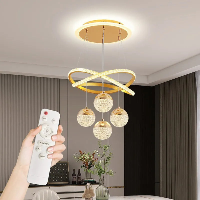 Chandelier modern  LED with luxurious design. designed with elegant golden rings and soft LED lighting in 3 colors giving the place warm and luxurious glow. ideal for the living room and dining room ,with remote control. (Golden color)