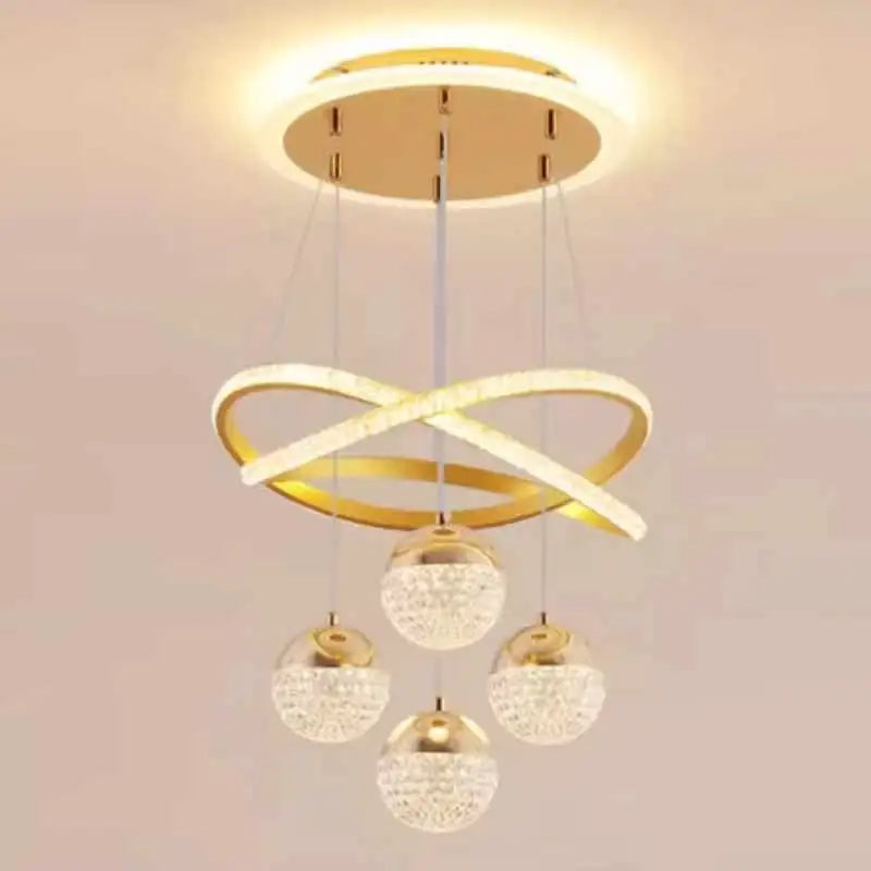 Chandelier modern  LED with luxurious design. designed with elegant golden rings and soft LED lighting in 3 colors giving the place warm and luxurious glow. ideal for the living room and dining room ,with remote control. (Golden color)