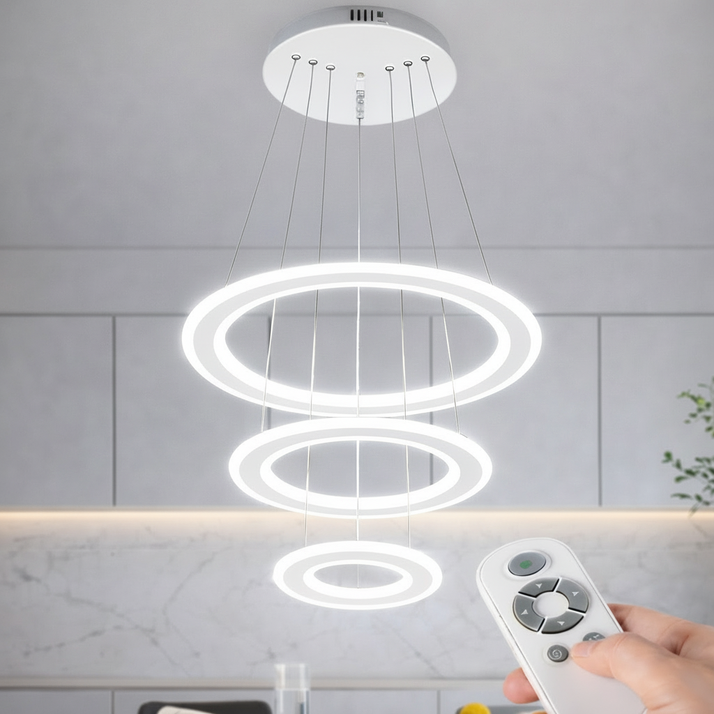Round LED Chandelier 3 Rings  |  ثريا LED دائرية 3 حلقات مع ريموت